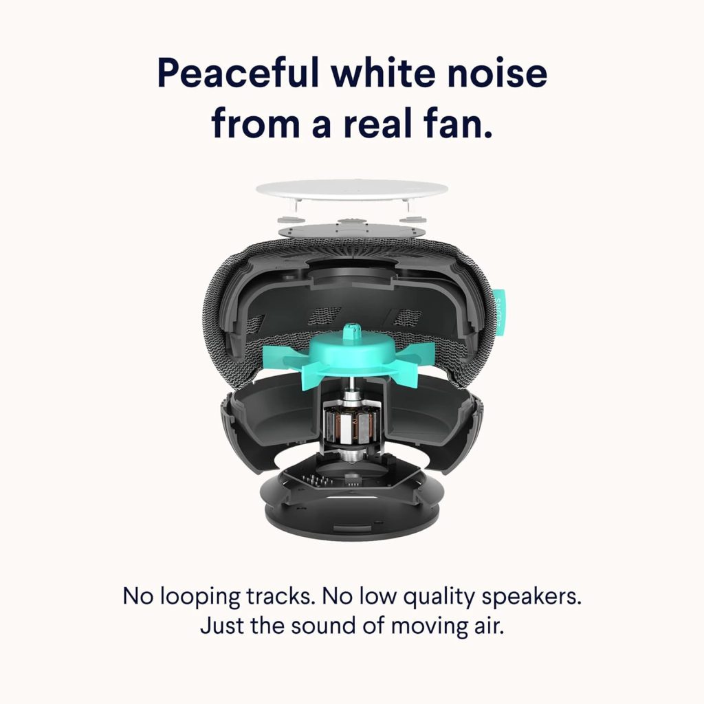 SNOOZ Smart White Noise Machine - Real Fan Inside for Non-Looping White Noise Sounds - App-Based Remote Control, Sleep Timer, and Night Light - Cloud