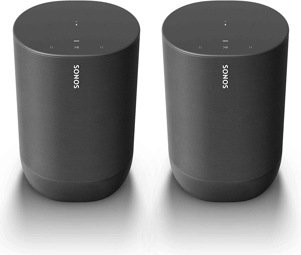 Sonos Move - Battery-Powered Smart Wi-Fi and Bluetooth Speaker with Alexa Built-in - Lunar White (2-Pack)