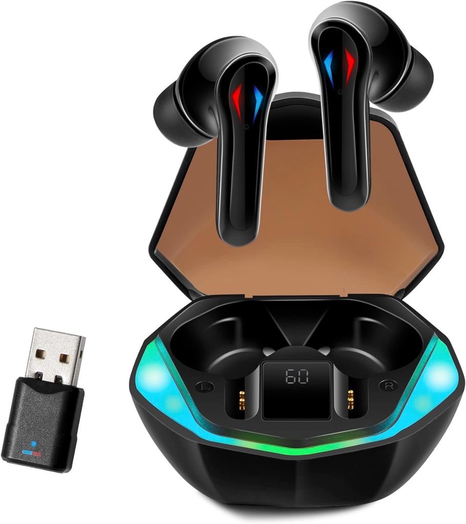 SONTINH Gaming Earbuds, AlienBuds【2023 Launched】, Wireless Gaming Earbuds for PC, PS4, PS5 and Switch with USB Dongle, Multi-Point Connection with 30ms Low Latency (Single)