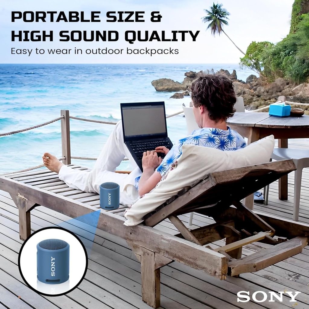 Sony Bluetooth Speaker, Portable Speakers Bluetooth Wireless, Extra BASS IP67 Waterproof  Durable for Outdoor, Compact Mini Travel Speaker Small, 16 Hour Battery, USB Type-C, Black + USB Adapter