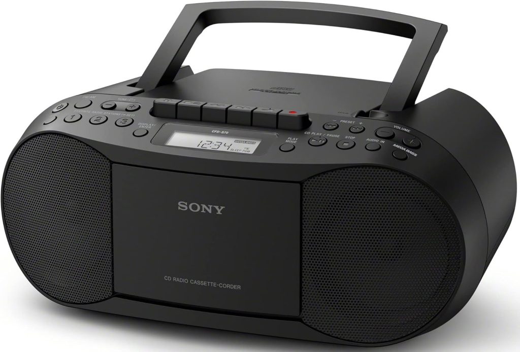 Sony Cfds70-Blk CD/MP3 Cassette Boombox Home Audio Radio, Black, with AUX