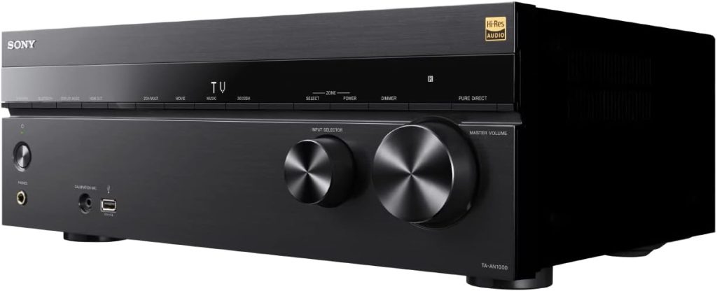 Sony STR-AN1000 7.2 CH Surround Sound Home Theater 8K A/V Receiver: Dolby Atmos, DTS:X, Digital Cinema Auto Calibration IX, Bluetooth, WiFi, Google Chromecast, Spotify connect, Apple AirPlay, HDMI 2.1