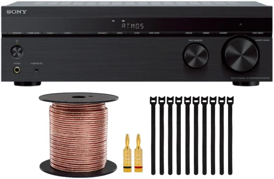 Sony STR-DH790 4K 7.2-Channel Surround Sound Home Theater AV Receiver with Speaker Wire, Banana Plugs (5 Pairs) and Fastening Cable Ties Bundle (3 Items) : Electronics