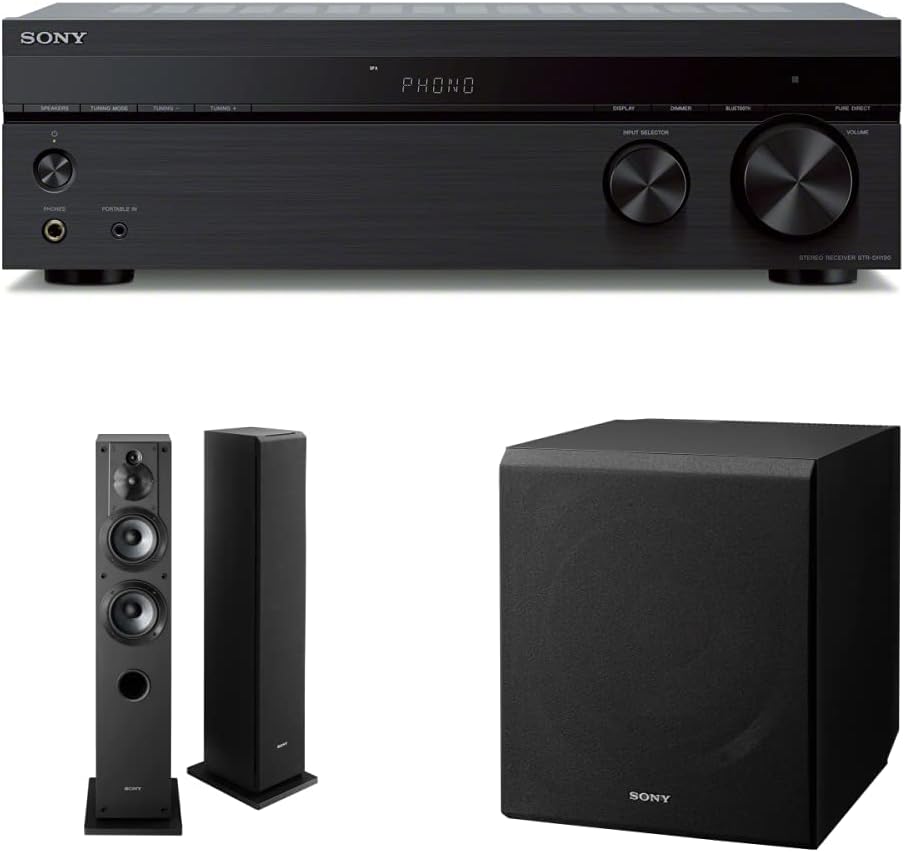 Sony STRDH190 2-ch Home Stereo Receiver with Phono Inputs  Bluetooth Black