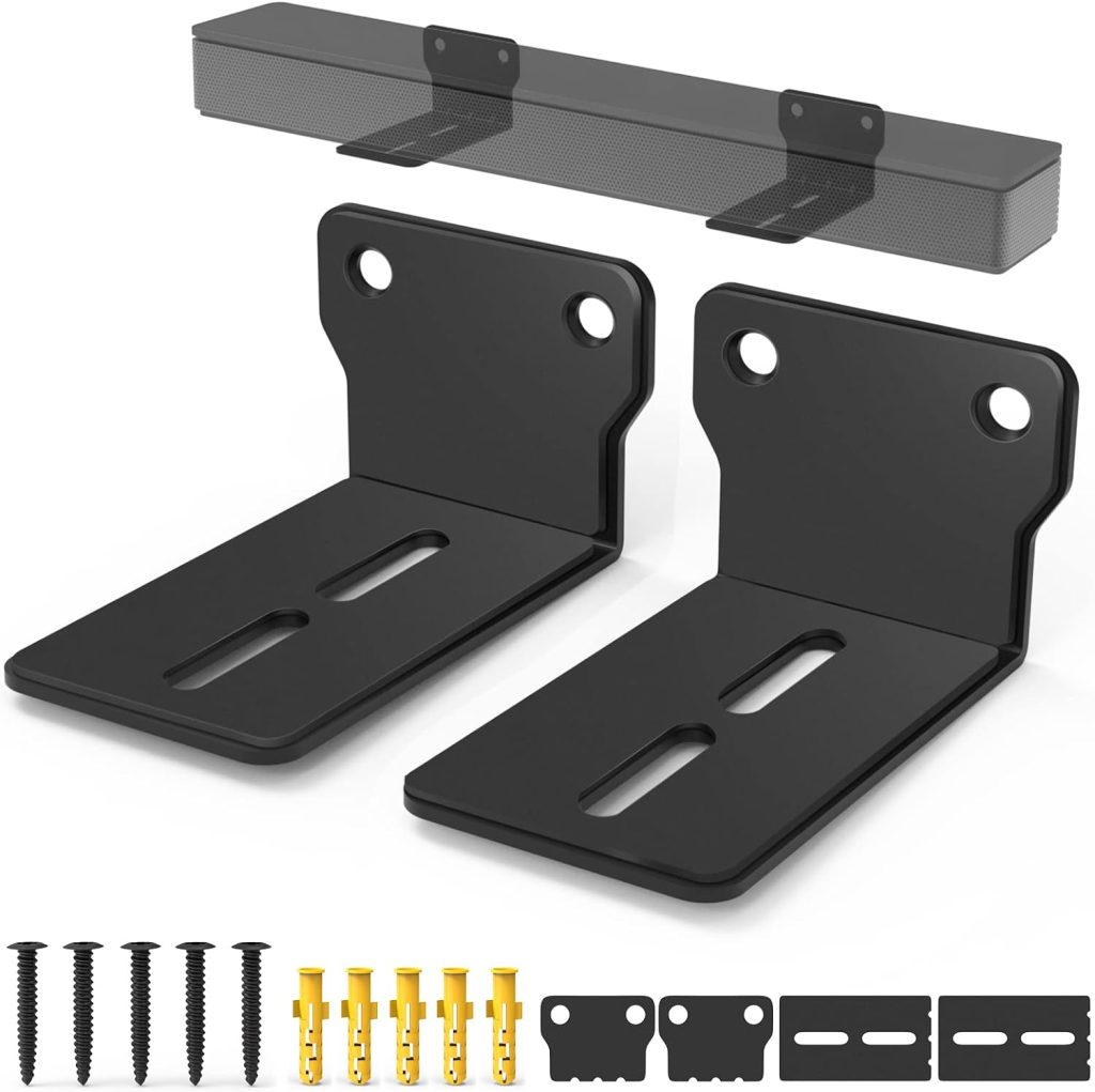 Sound Bar Mounts Wall Brackets - Easy to Install Anti-Drop Wall Shelf Holder, Universal Soundbar Speaker Mounting Bracket under TV for Samsung, Bose, Vizio, LG, Sony, JBL, Polk, Roku, Sonos, Onn, TCL