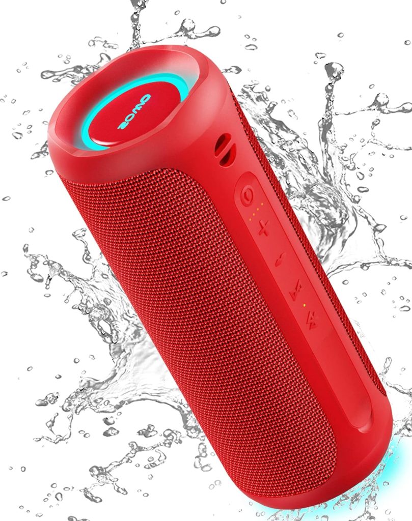 SOWO Portable Bluetooth Speaker, Waterproof Speaker IPX7, 25W Loud Wirelss Speaker with Big Audio and Punchy Bass, Outdoor Bluetooth Speaker for Party, Beach, Travel, Girls Gifts - Red…