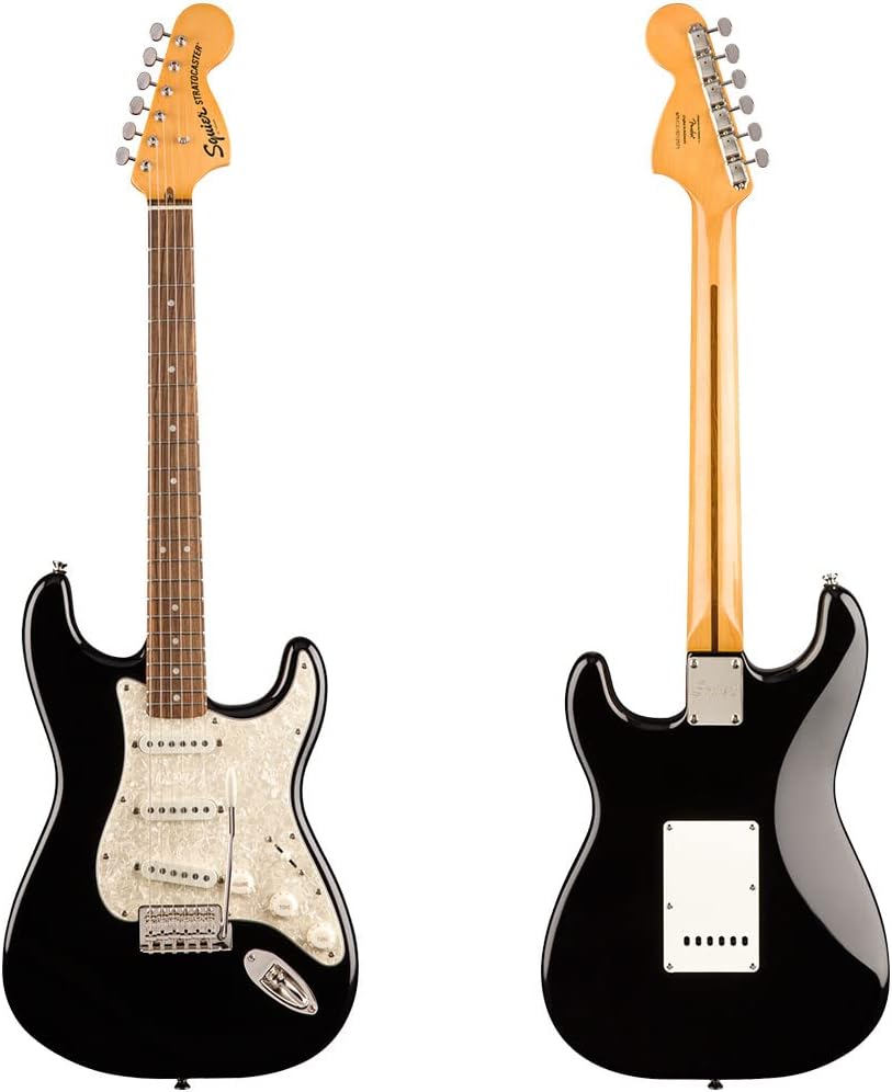 Squier Classic Vibe 70s Stratocaster Electric Guitar, Black, Laurel Fingerboard