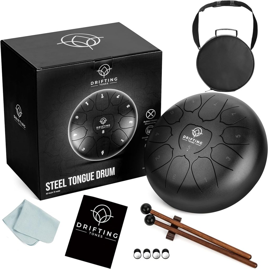Steel Tongue Drum - Meditation And Sound Healing Drum - High Carbon Alloy Easy To Learn For Kids And Adults, With Gift Box, Padded Travel Bag, Rubber Mallets And Music Book