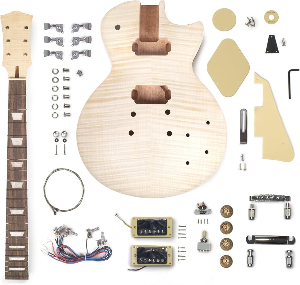 StewMac LP-Style Les Paul Style DIY Build It Yourself Electric Guitar Kit, Flame Top (5827)