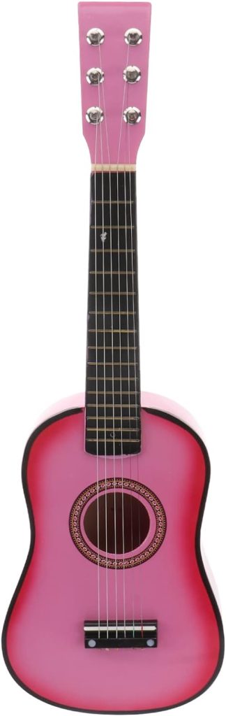 STOBOK 23 Inch Folk Acoustic Guitar, Mini 6-String Guitar Beginner Music Instrument for Kids Adults Beginners Educational Learning Guitar, Pink