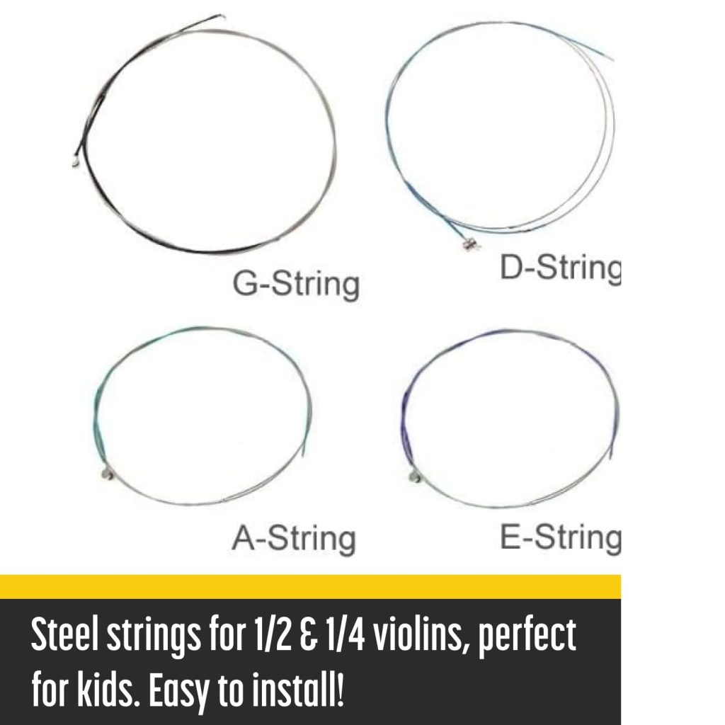 Stravilio Bronze Violin Strings Full Set (G-D-A-E) - Violin String with Ball Ends, Compatible with Violin Sizes 1/2 and 1/4, Perfect for Kids
