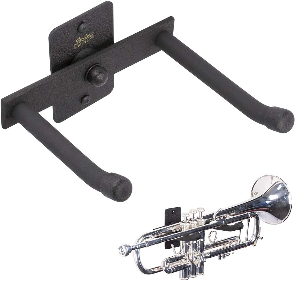 String Swing Horizontal Wall Mount Trumpet Holder - Stand for all Trumpets Including Piccolo and Pocket Trumpet - Musical Instruments Safe without Hard Cases - Made in USA
