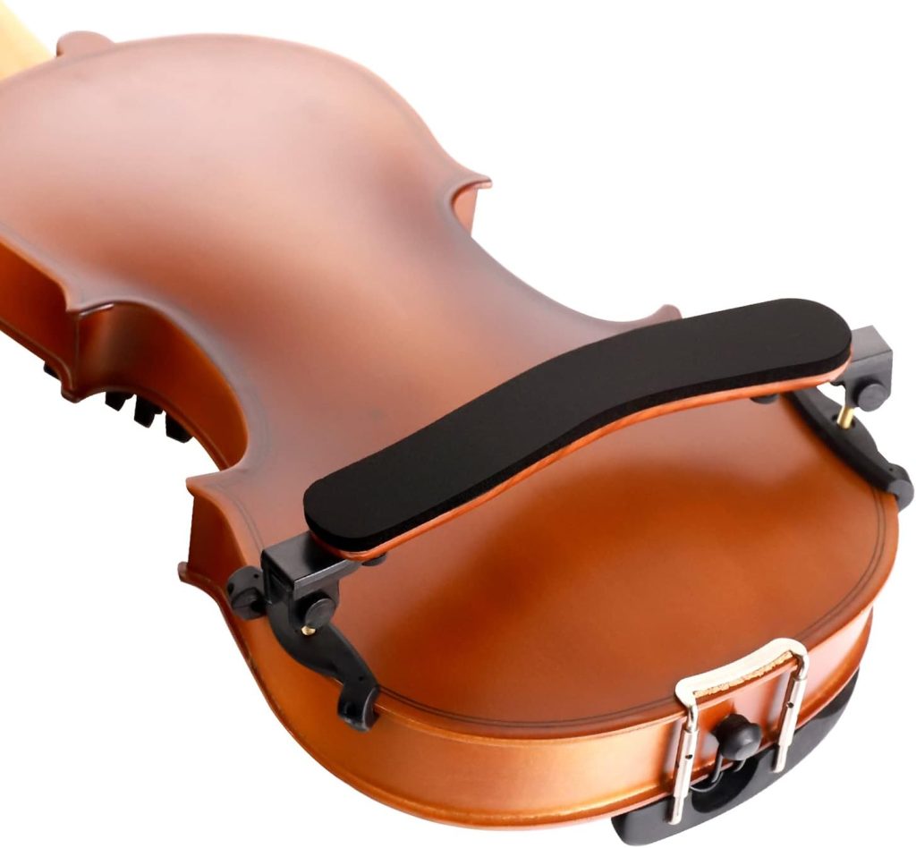 SUEWIO Violin Shoulder Rest for 4/4-3/4 Size, with Collapsible and Height Adjustable Feet, Including a Violin Practice Mute