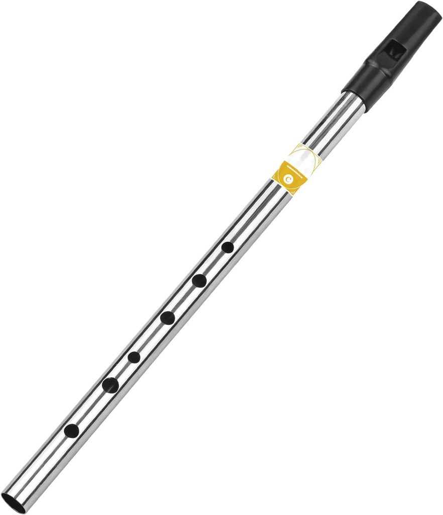 summina Irish Whistle Flute Key of C 6 Holes Flute Wind Musical Instruments for Beginners Intermediates Experts, Gold,Silver