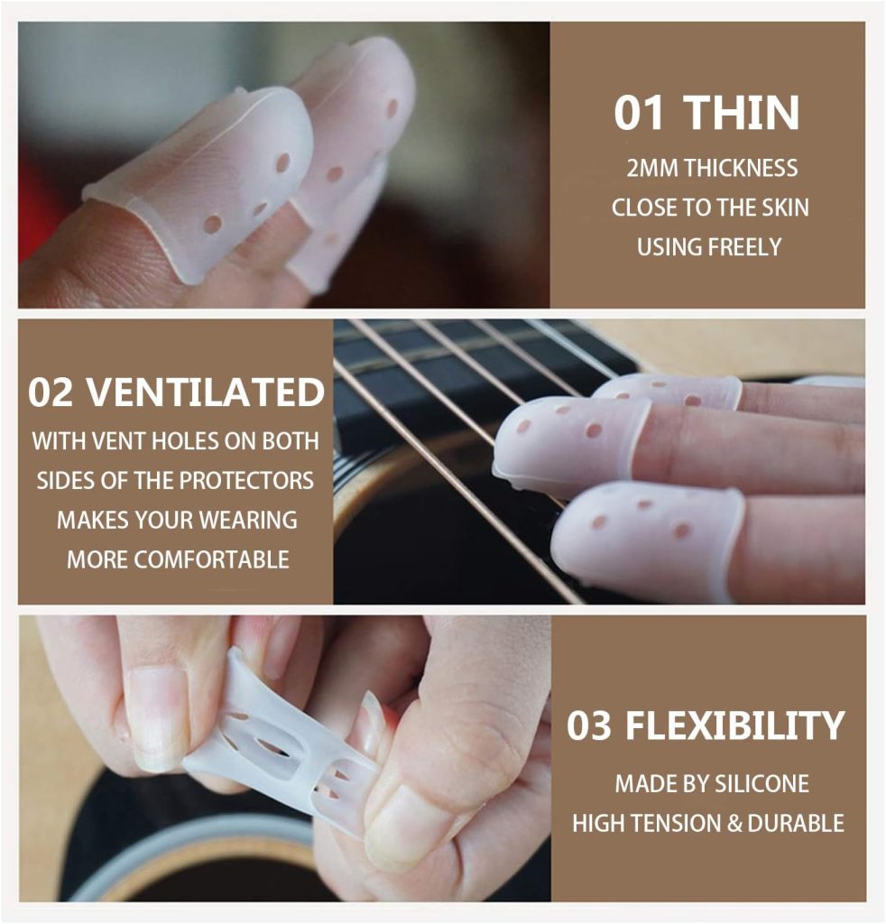 SUNLP Thumb Finger Picks, Guitar Finger Fingertip Protectors, Guitar Picks, Pick Holder, Gift Set Kit useful for Acoustic Guitar Ukulele Kalimba Starter  Other String Instruments