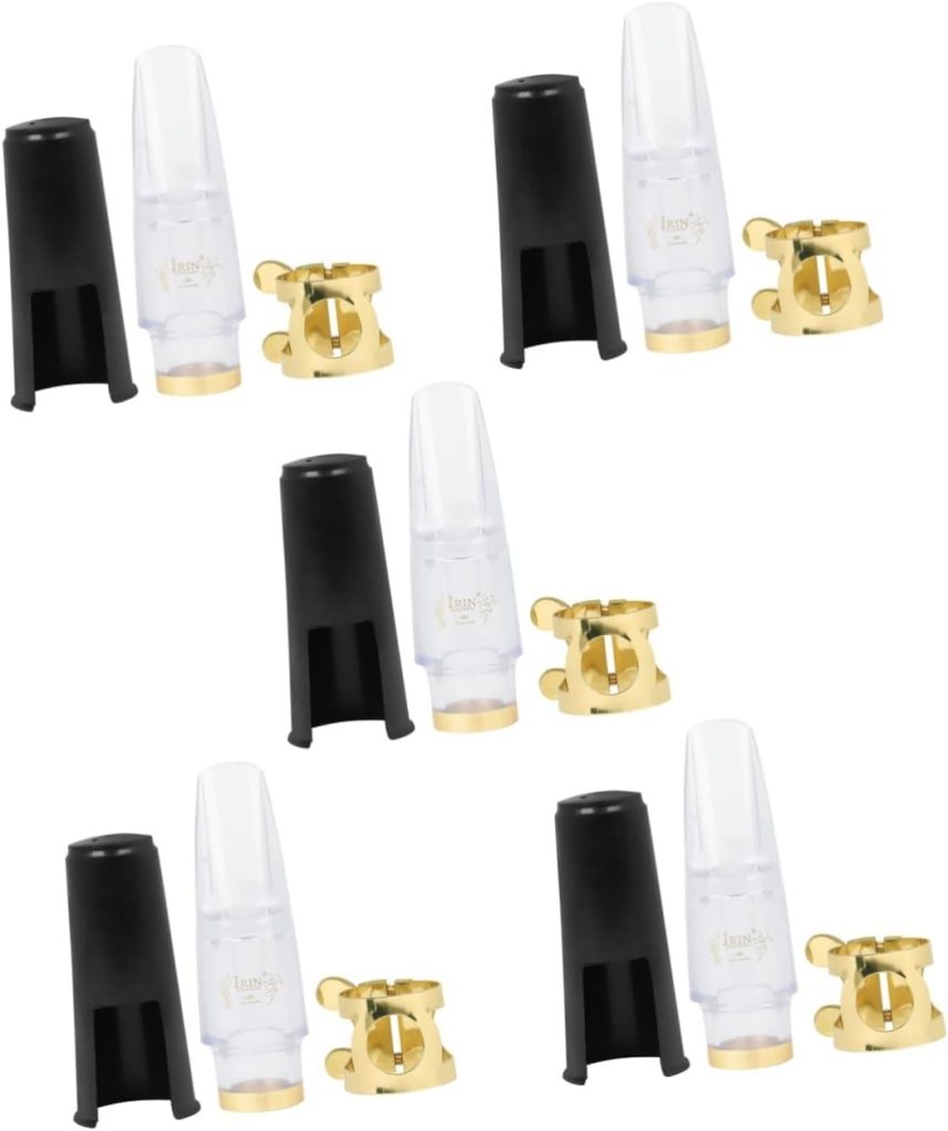 SUPVOX Saxophone Mouthpiece Sax Accessories Music Instrument Accessories Saxophone Parts Kit Saxophone Supplies Ligature for Sax Saxophone Clamp Hat Transparent Metal Vent Cover 5 Sets