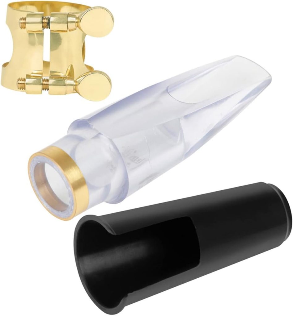 SUPVOX Saxophone Mouthpiece Sax Accessories Music Instrument Accessories Saxophone Parts Kit Saxophone Supplies Ligature for Sax Saxophone Clamp Hat Transparent Metal Vent Cover 5 Sets