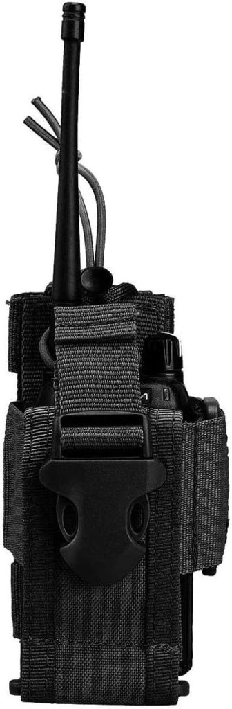 Tactical Radio Holder Radio Case Molle Radio Pouch Military Heavy Duty Radios Holster Bag for Two Ways Walkie Talkie Compatible with Bags/Packs/Duffels by LUITON (Black)