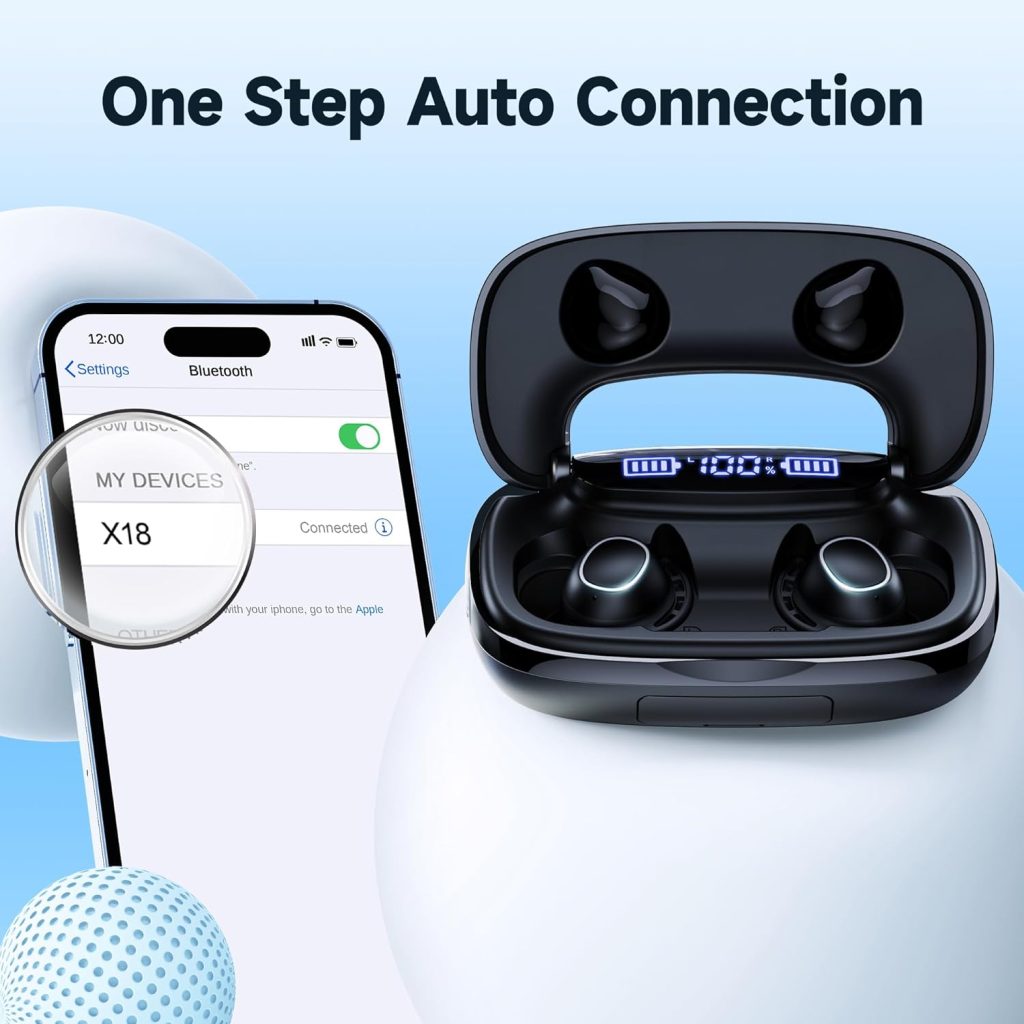 TAGRY Wireless Earbuds Bluetooth Headphones 120H Playtime IPX7 Waterproof Ear Buds Power Display Earphones with Mic and 2600mAh Charging Case for Sports Laptop TV Computer Phone Gaming