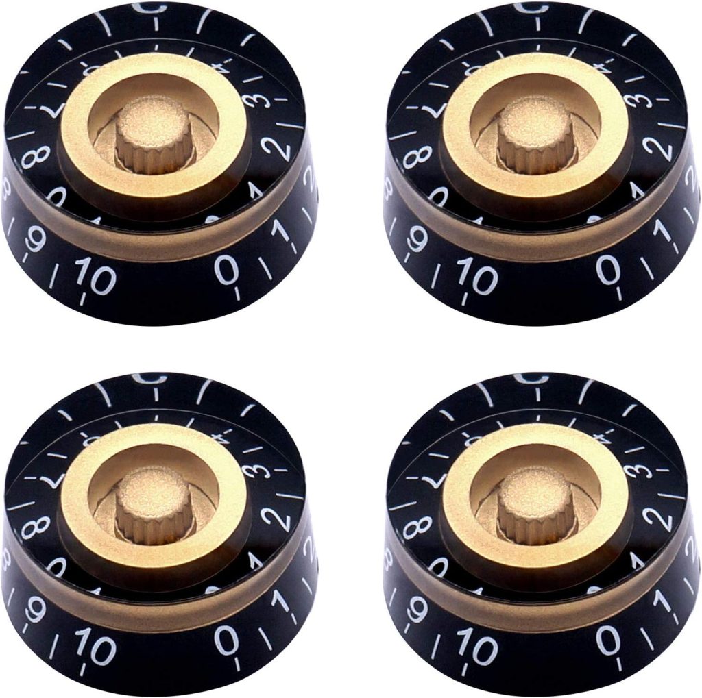 Taiss 4Pcs Guitar Knobs,Amber Top Hat Knobs Electric Guitar Bass Speed Control Knobs Volume Tone Control Knobs Fits 6mm/0.24 Rotary Shaft Musical Instruments and Radios Parts Replacement KNOB-S32