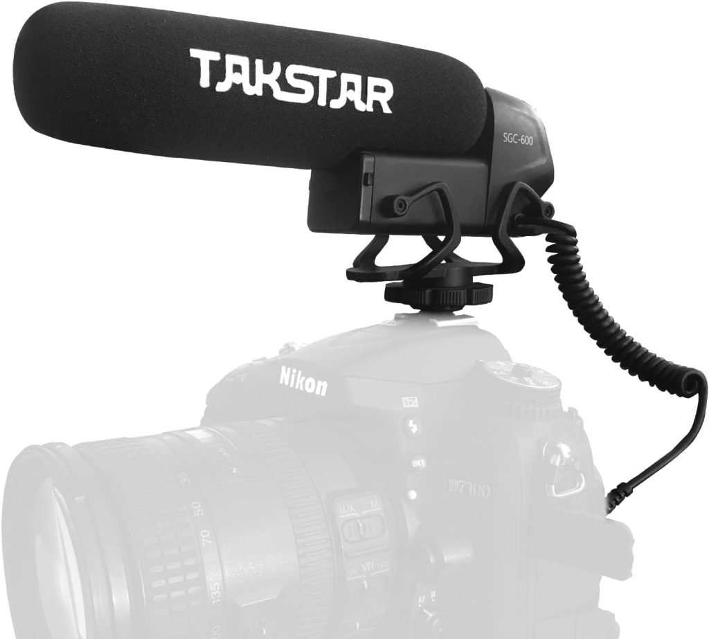 TAKSTAR SGC-600 Video Microphone, Mini Shotgun Mic, Professional Camera Microphone for iPhone, Android Phone, Canon/Nikon/Sony CameraCamcorder, Video Mic with Shock Mount, Windscreen, and 3.5mm Jack