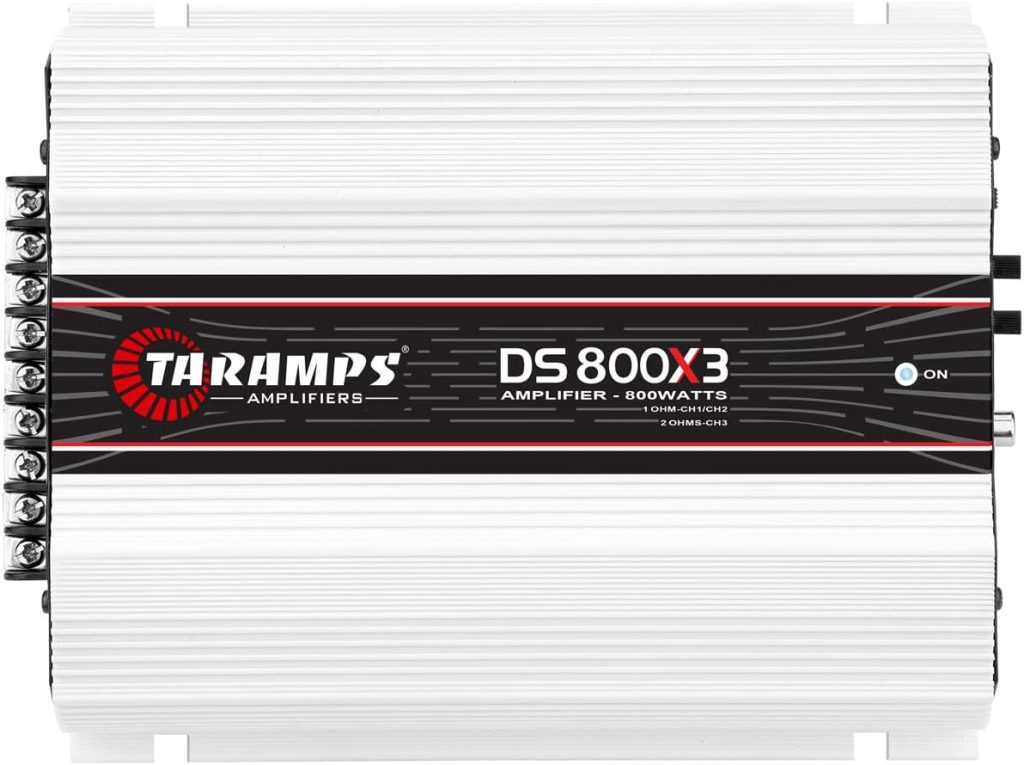 Taramps DS 800x3 800 Watts RMS 3 Channels 1 Ohm Amplifier Multichannel Class D Full Range, Crossover High/Low Pass Bridgedable, Aluminium, RCA, Car Show Power System : Electronics