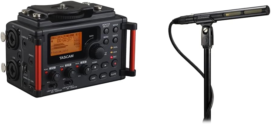 TASCAM 4-Channel Portable Audio Recorder for Videographers, 2 Combo XLR/TRS, Dual 3.5mm Inputs, Limiter, HP Filter  (DR-60DmkII)
