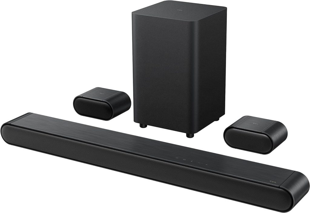 TCL 5.1ch Sound Bar with Wireless Subwoofer (S4510, 2023 Model), Built-in Center Channel, 2 Rear Surround Sound Speakers, Dolby Audio, DTS Virtual:X, Bluetooth, Wall Mount/HDMI Cable Included,Black
