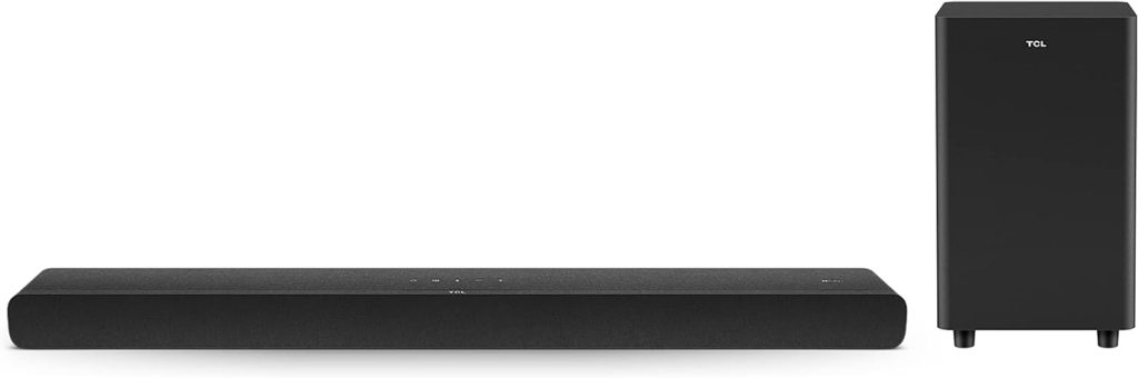 TCL Alto 8 Plus 3.1.2 Channel Dolby Atmos Smart Sound Bar with Wireless Subwoofer, WiFi, Works w/ Alexa, Google Assistant  Apple Airplay 2, Bluetooth – TS8132, 39-inch, Black
