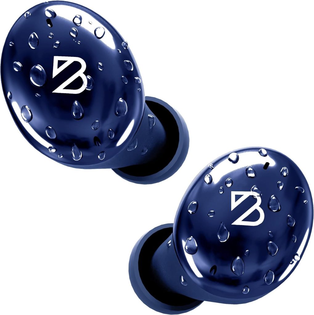 Tempo 30 Navy Wireless Earbuds for Small Ears Women and Men, Blue Earbuds with Mic, Bluetooth Earphones for Small Ear Canals, IPX7 Sweatproof, Long Battery, Loud Bass Ear Buds for iPhone, Android