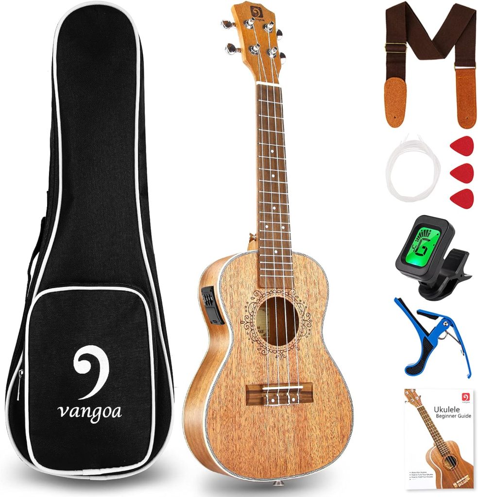 Tenor Ukulele, Acoustic Electric Ukelele 26 inch Uke Mahogany Ukulele Professional Set with Equalizer Starter Kit (Gig Bag, Picks, Straps, Strings, Cleaning Cloth, Getting Started Manual) by Vangoa