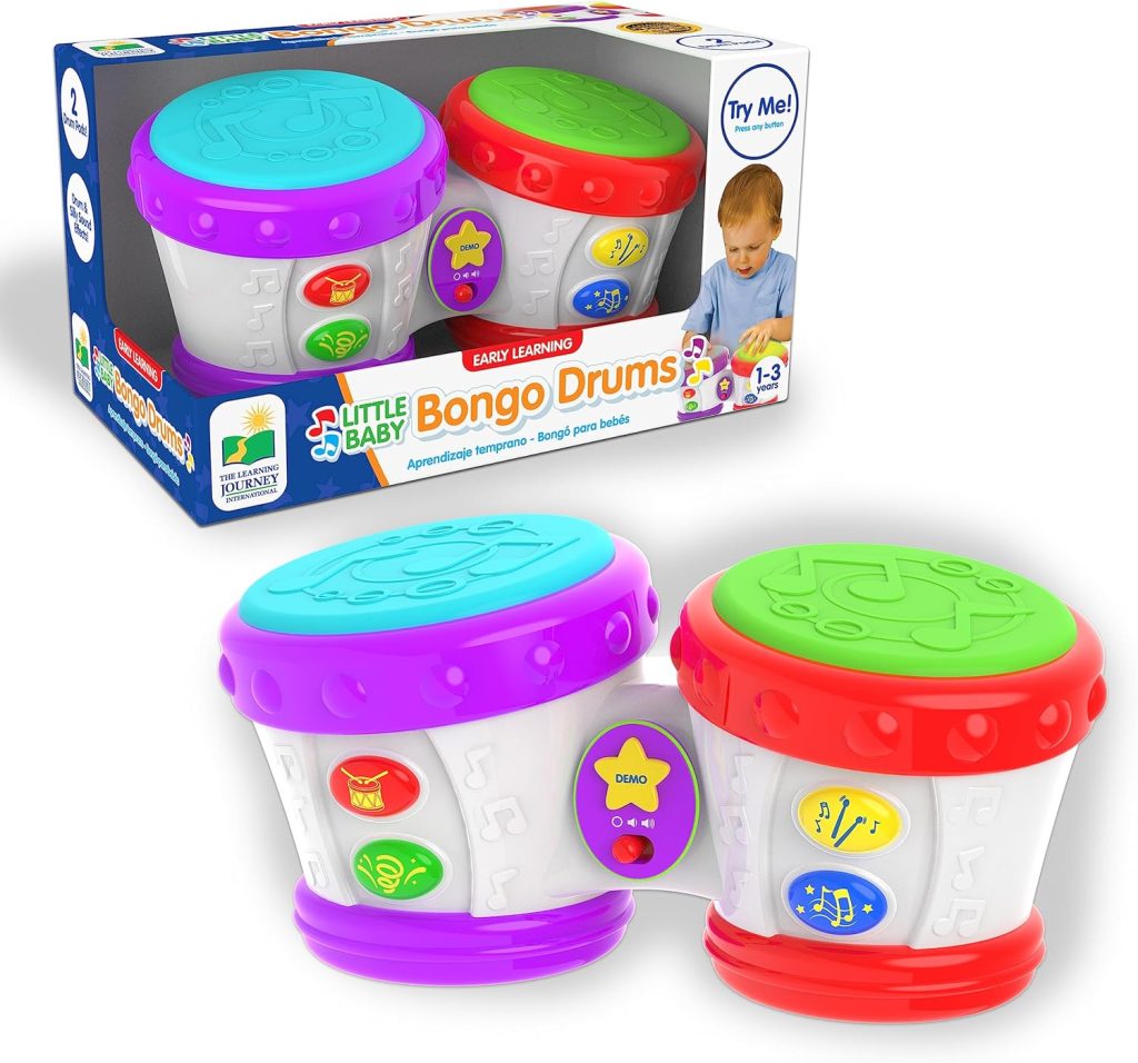 The Learning Journey Early Learning - Little Baby Bongo Drums - Electronic Musical Toddler Toys  Gifts for Boys  Girls Ages 12 Months  Up - Award Winning Musical Learning Toy, Multi