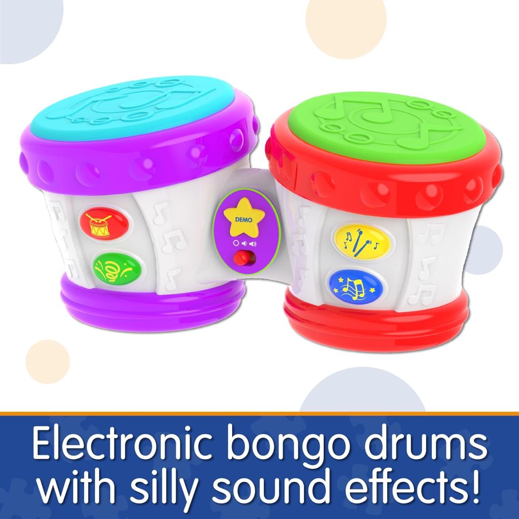 The Learning Journey Early Learning - Little Baby Bongo Drums - Electronic Musical Toddler Toys  Gifts for Boys  Girls Ages 12 Months  Up - Award Winning Musical Learning Toy, Multi