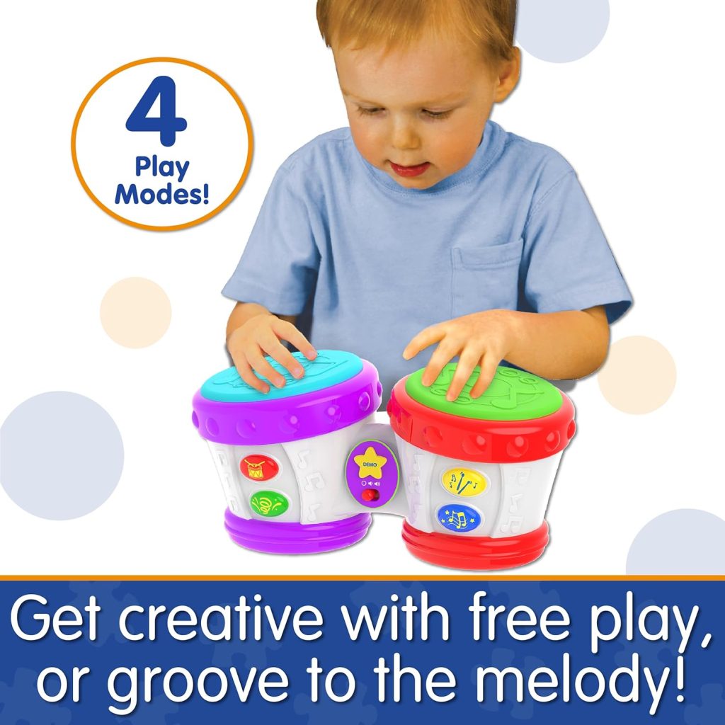 The Learning Journey Early Learning - Little Baby Bongo Drums - Electronic Musical Toddler Toys  Gifts for Boys  Girls Ages 12 Months  Up - Award Winning Musical Learning Toy, Multi