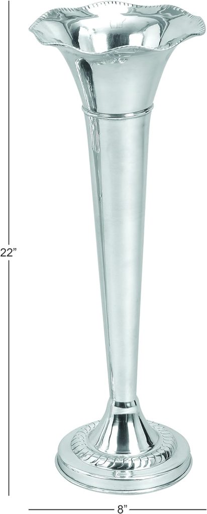 The Novogratz Aluminum Flute Shaped Vase, 6 x 6 x 15, Silver