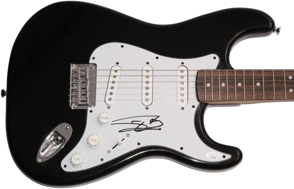 Tom Kaulitz Signed Autograph Full Size Black Stratocaster Electric Guitar with James Spence Authentication JSA COA - Tokio Hotel - Schrei Zimmer 483 Scream Humanoid Kings of Suburbia Dream Machine 2001