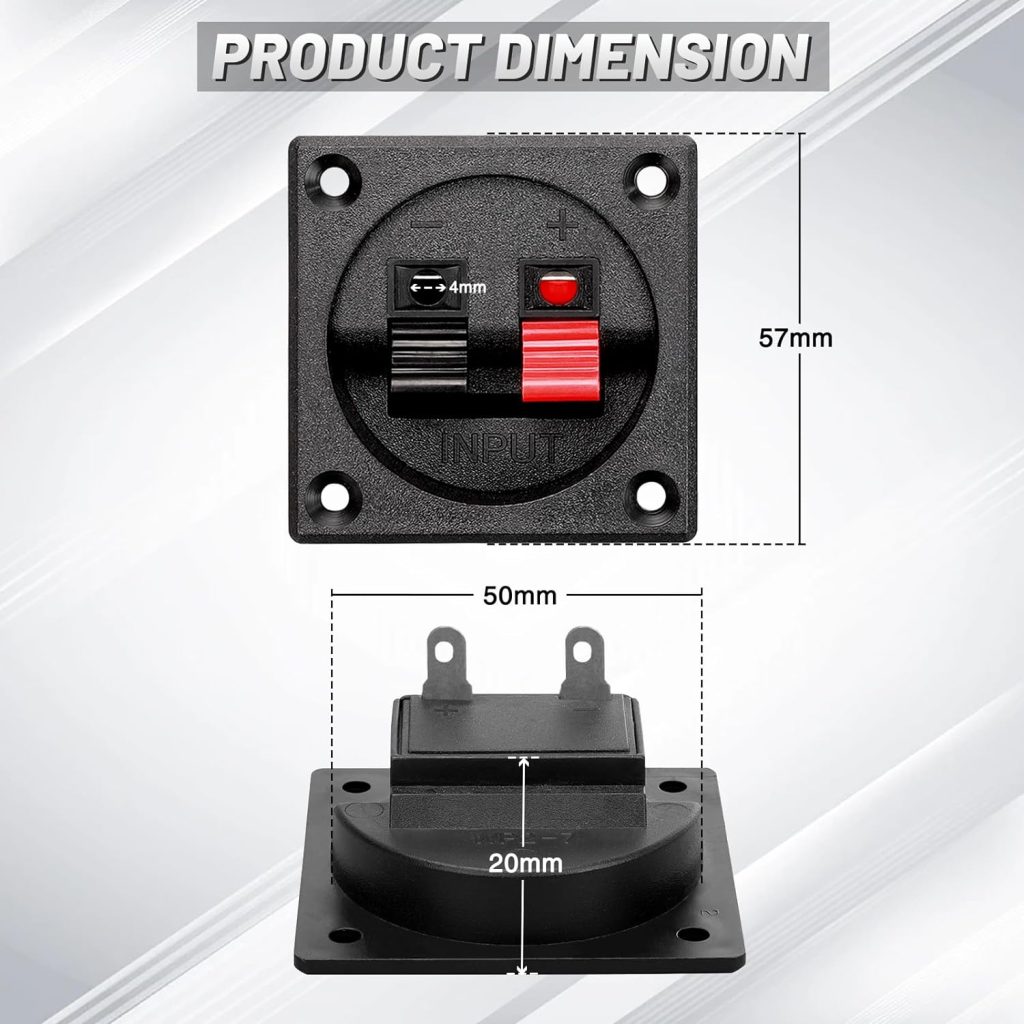 Tongze 4PCS Speaker Box Terminal Cup, Spring Square Subwoofer Box Terminal Binding Post Connector for DIY Home Car Speaker  Sub-woofer