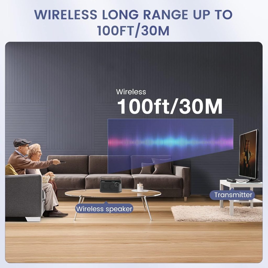 Tosima TV-9000 Wireless Speaker for TV,Portable TV Speaker for Hard of Hearing and Elderly, 2.4G RF Transimitter 30M/100Ft Range, 1000mAh Rechargable Battery,Compatible with All Audio Devices