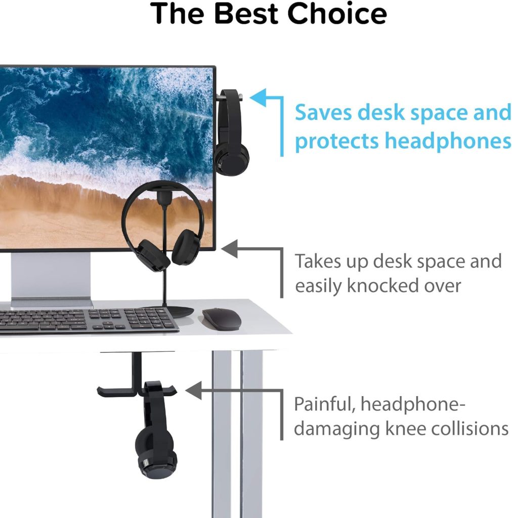 TotalMount Monitor Stand for Headphones and Headsets (Premium-Grade Holder Saves Desk Space and Protects Headphones)