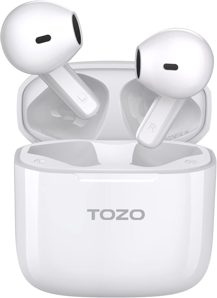 TOZO A3 2023 Upgraded Wireless Earbuds Bluetooth 5.3 Half in-Ear Lightweight Headsets with Digital Call Noise Reduction, Reset Button Hall Detection,Premium Sound with Long Endurance