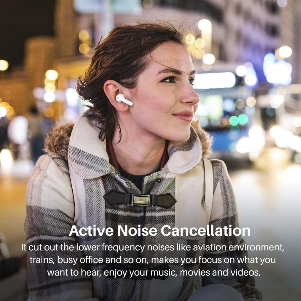 TOZO NC2 Hybrid Active Noise Cancelling Wireless Earbuds, in-Ear Detection Headphones, IPX6 Waterproof Bluetooth 5.2 Stereo Earphones, Immersive Sound Premium Deep Bass Headset, Black