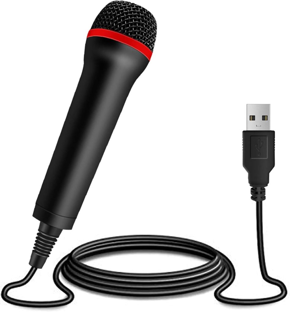 TPFOON 4M 13FT Wired USB Microphone for Rock Band, Guitar Hero, Lets Sing - Compatible with Sony PS2, PS3, PS4, PS5, Nintendo Switch, Wii, Wii U, Microsoft Xbox 360, Xbox One and PC