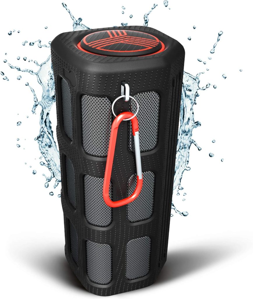 TREBLAB FX100 Waterproof Rugged Portable Bluetooth Speaker - Shockproof, for Outdoors in All Weather, Loud, FM Mode, Portable Wireless Speaker for Travel, Golf Cart, Bike (Renewed)