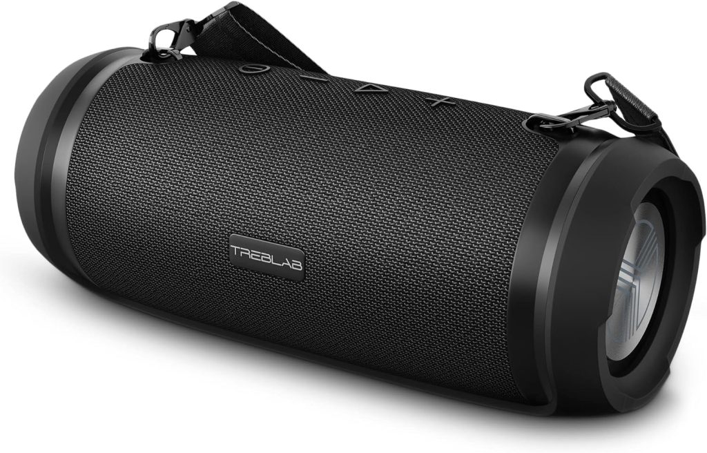 TREBLAB HD-Max - Big Loud Bluetooth Speaker - 60W Stereo, 20H Battery, Powerbank, IPX6 Waterproof, TWS, Portable Speaker with Deep Bass, Wireless Outdoor Speakers w/Type-C Connector  Carrying Strap