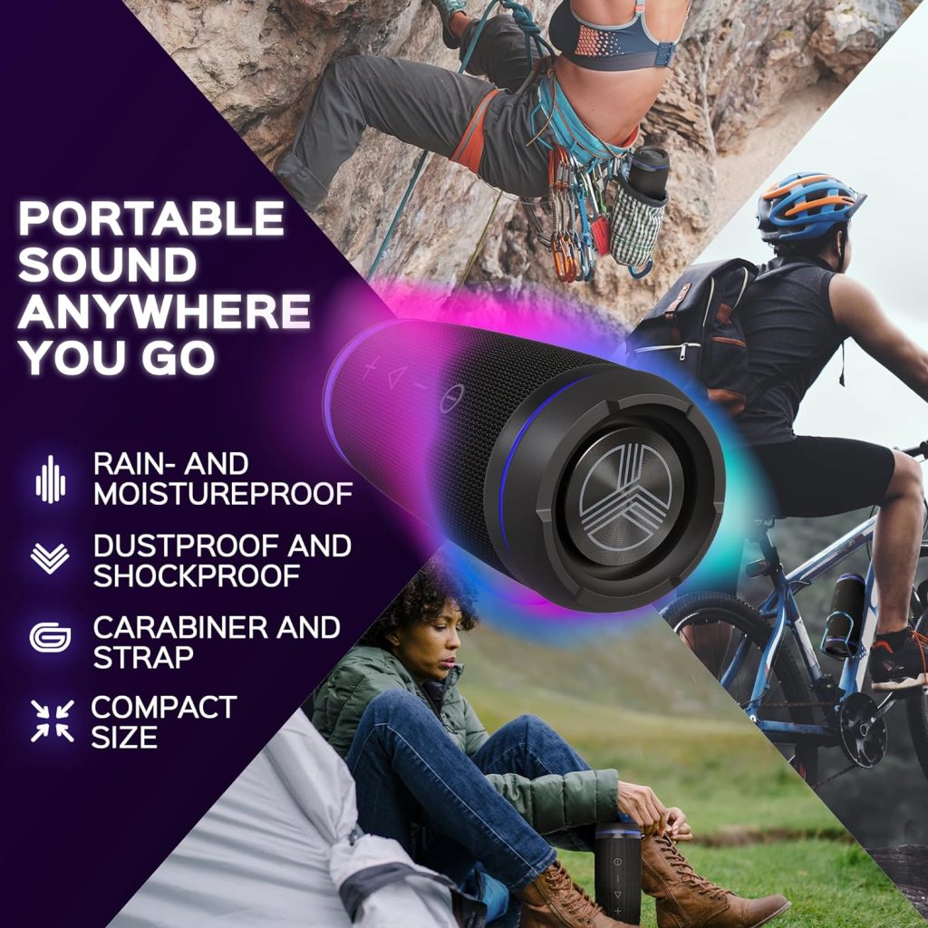 TREBLAB HD77 - Wireless Bluetooth Speaker - 30W Stereo, 20H Battery, IPX6 Waterproof, TWS Mode, Portable Speaker with Shockproof/Dustproof Body, Black : Electronics
