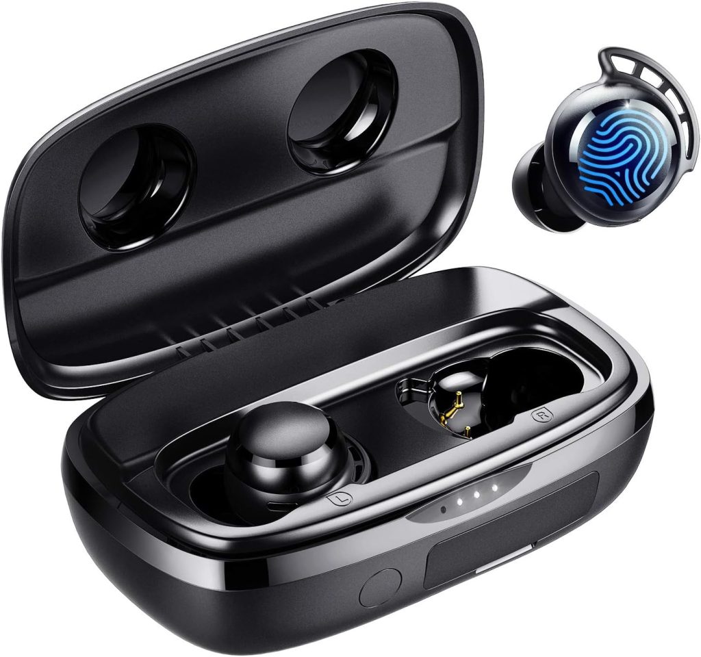 Tribit Wireless Earbuds, 110H Playtime Bluetooth 5.3 IPX8 Waterproof Touch Control True Wireless Bluetooth Earbuds with Mic Earphones in-Ear Deep Bass Built-in Mic Bluetooth Headphones, FlyBuds 3