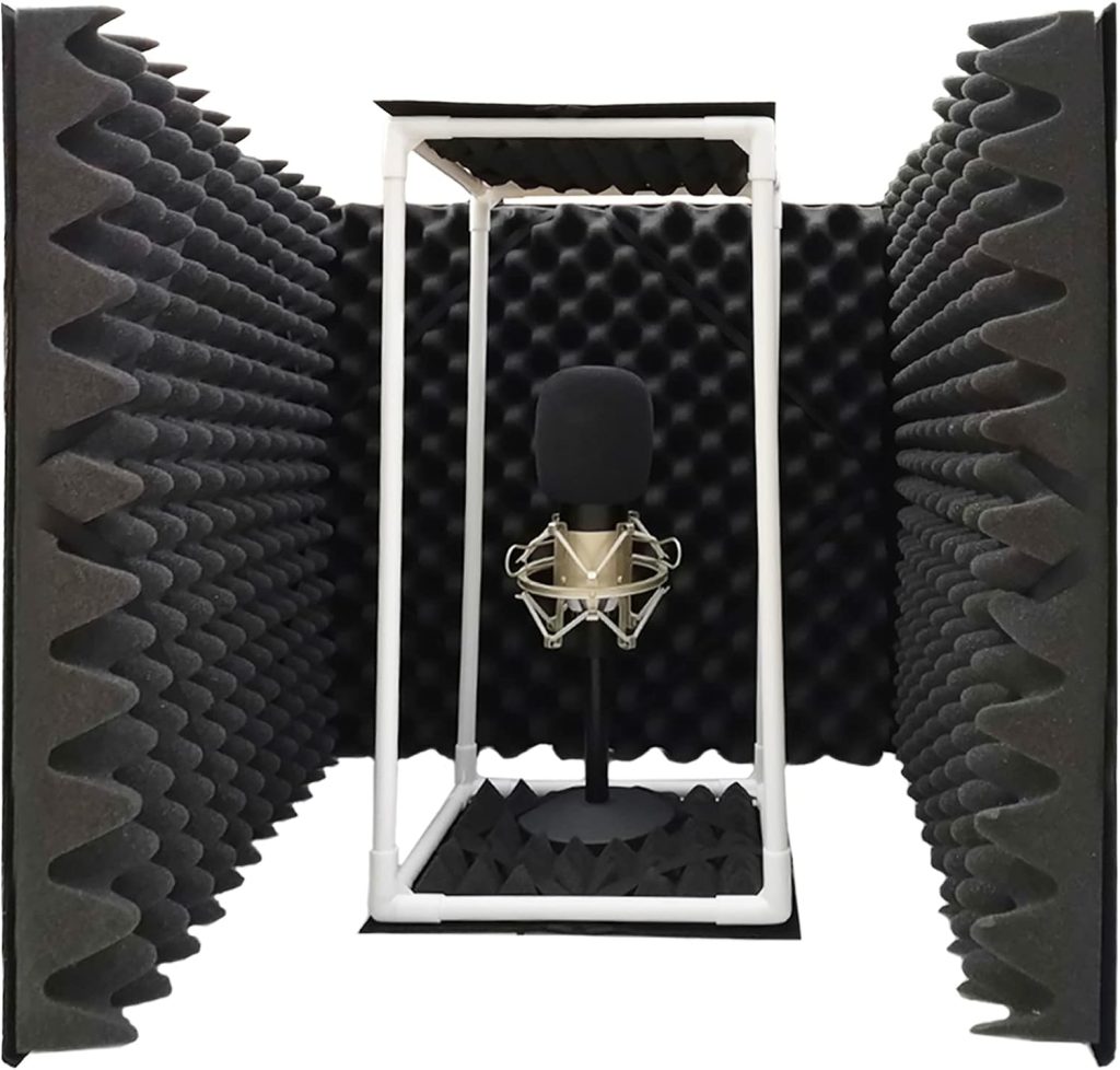 TroyStudio Microphone Isolation Shield, Reflection Filter for Desk Use, Large, Foldable, Work with All the Desk Mics, Recording Music Studio Vocal Booth, Sound Talk Box Podcast Streaming Equipment