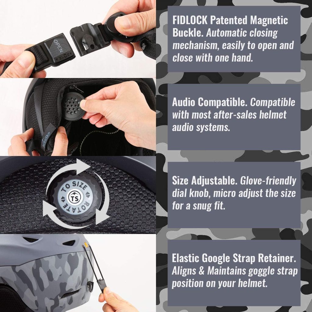 TurboSke Ski Helmet Snowboard Helmet - Active Ventilation Audio Compatible Snow Sports Luxury Helmet with ASTM Standard Safety for Men Women and Youth