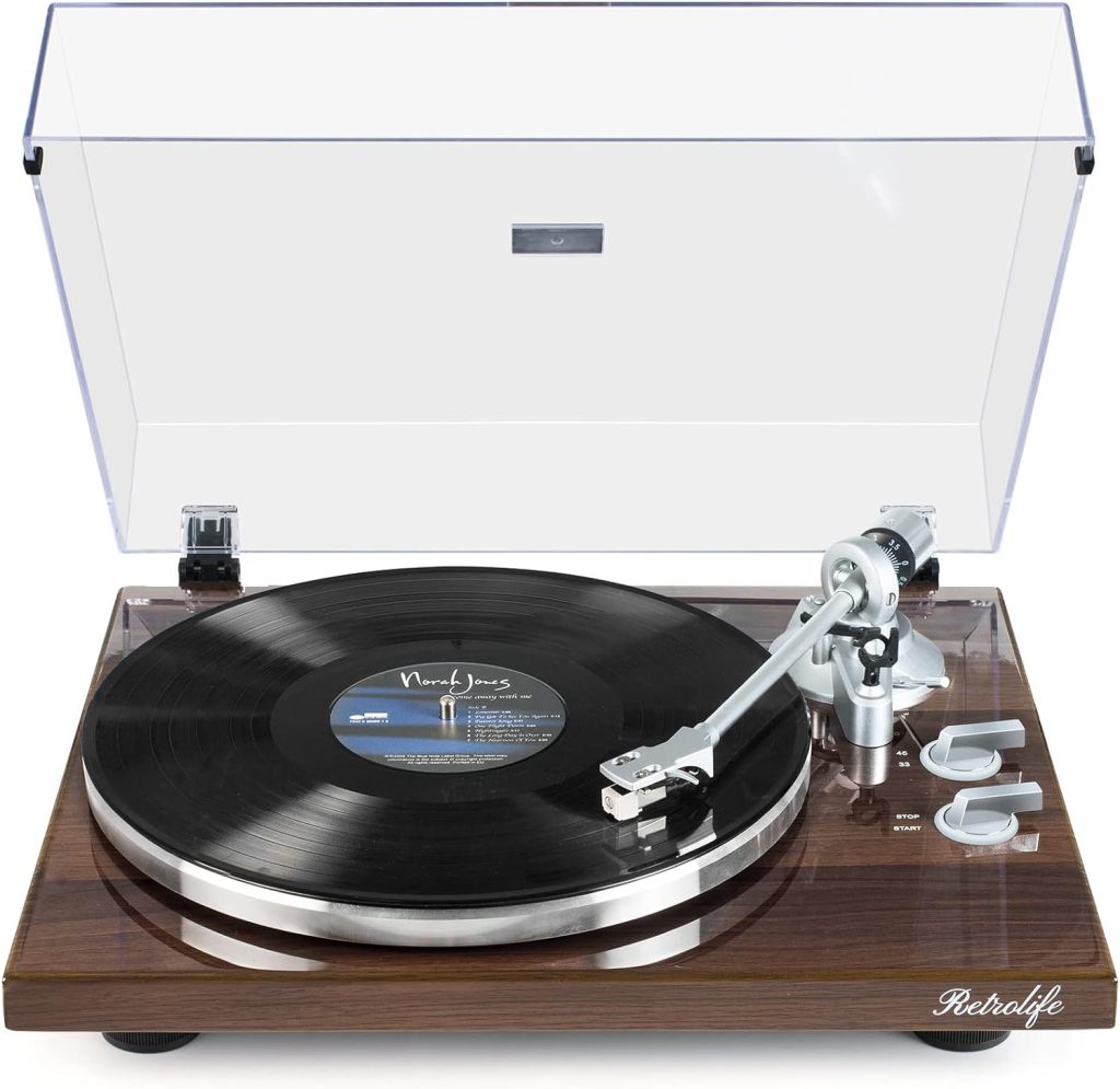 Turntables Belt-Drive Record Player with Wireless Output Connectivity, Vinyl Player Support 3345 RPM Speed Phono Line Output USB Digital to PC Recording with Advanced Magnetic CartridgeCounterweight
