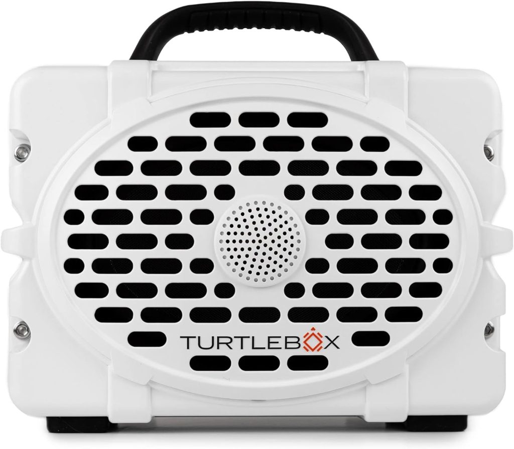 Turtlebox Gen 2: Loud! Outdoor Portable Bluetooth 5.0 Speaker | Rugged, IP67, Waterproof, Impact Resistant  Dustproof (Rich, Full Sound, Plays to 120db, Pair 2X for True L-R Stereo), White/Black